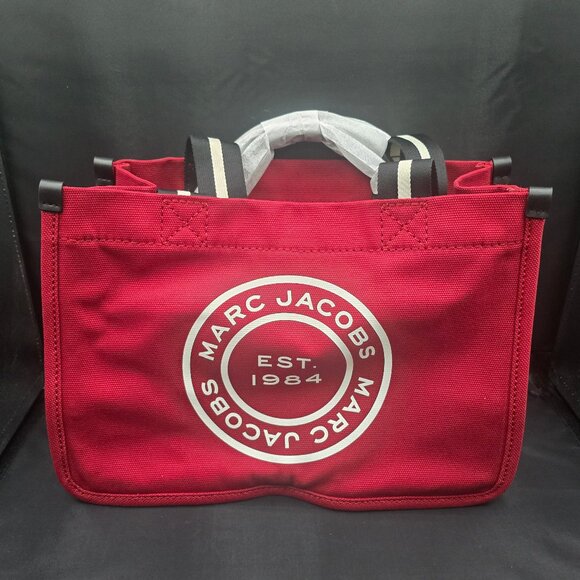 Marc Jacobs Medium Logo Canvas Tote Bag / H050M06FA21-629 Savvy Red - Picture 1 of 9